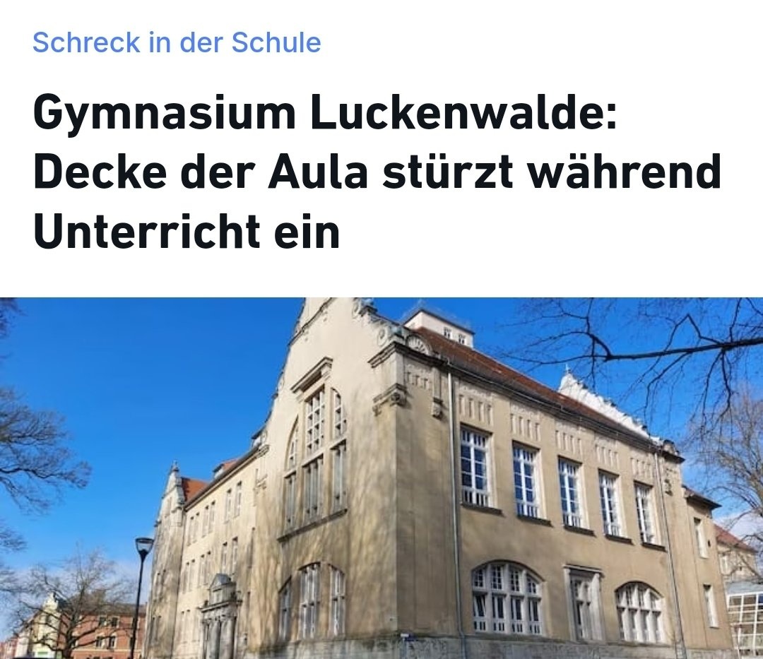 BorisNMoellers's tweet photo. Während die FDP davon schwadroniert, dass die Schuldenbremse ja etwas mit Generationengerechtigkeit zu tun hätte, fällt unserer Jugend in der Schule die marode Decke auf den Kopf. https://t.co/3IgeuTwxvk