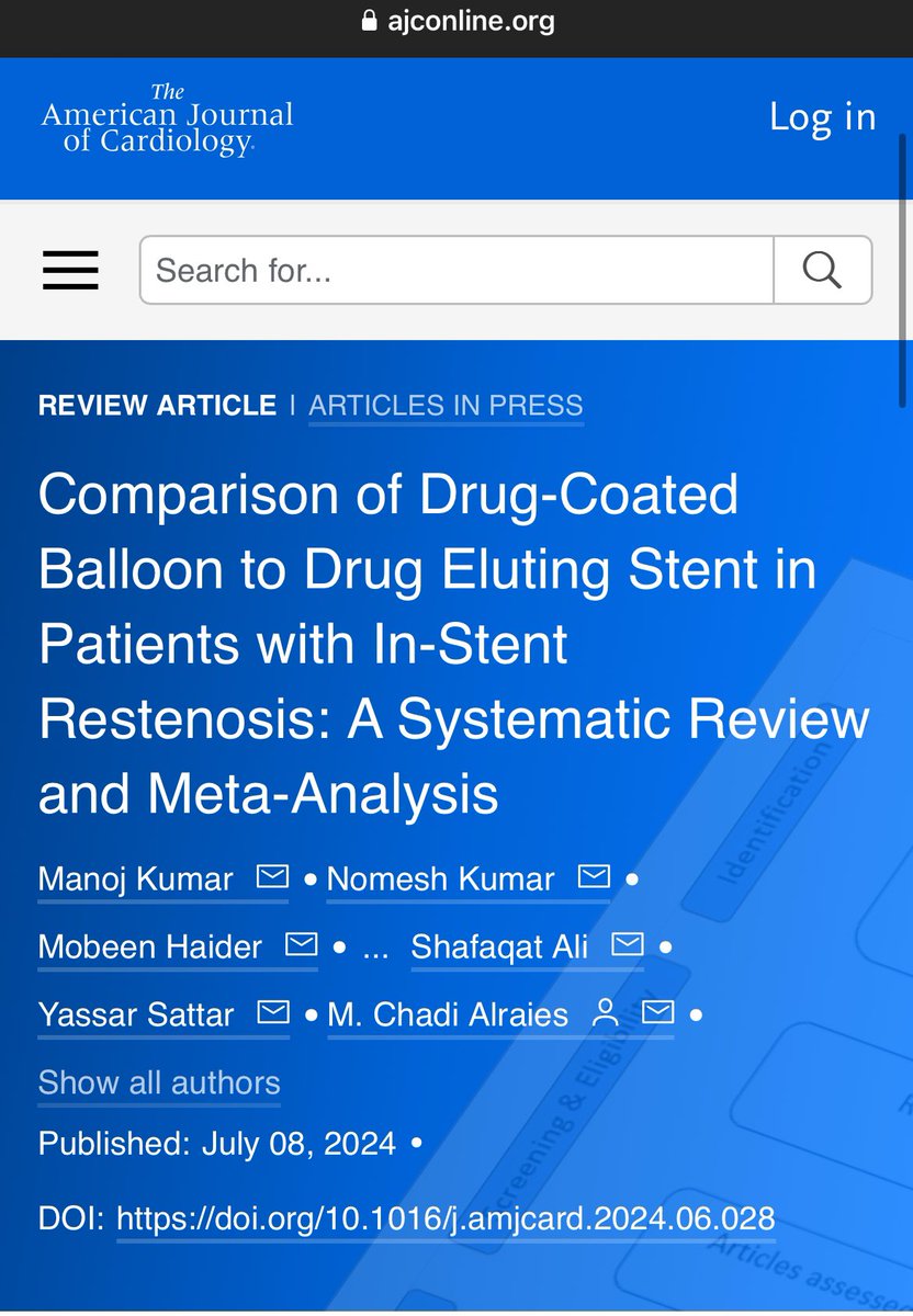 In-stent Restenosis can occur in up to 20% of PCI cases, presenting as angina or Acute Coronary Syndrome. We compared the two most common interventions, i.e. drug coated balloons (DCB) vs drug-eluting stents (DES) for the management of ISR.

Check out our latest publication in