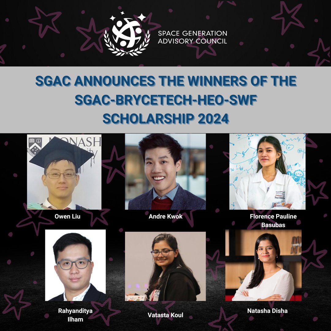 🌌 Congratulations to the winners of our partnership with BryceTech, HEO, and Secure World Foundation for the 6th Summit for Space Sustainability in Tokyo, Japan, on July 11-12, 2024. 🎉 

spacegeneration.org/sgac-announces…

#SGAC #SpaceGeneration #Spacesustainability