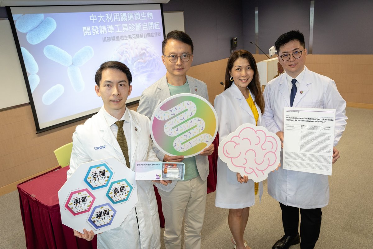 CUHKMedicine's tweet image. Researchers from @CUHKMedicine have identified novel gut microbial markers that can diagnose autism (#ASD) with over 90% accuracy. In a pilot study, the researchers also saw that #modulation of gut microbiome alleviated symptoms of #anxiety in children with ASD, introducing the…