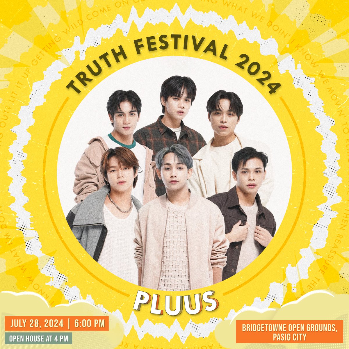P-POP BOY GROUP REVEAL! 🌌

SBTown Boy Group, <a href="/pluus_official/">PLUUS</a> is ready to set the stage on fire for the upcoming #TruthFestival2024 happening at the Bridgetowne Open Grounds, Pasig City on July 28, 2024!

Congratulations to all who guessed it right and won FREE tickets! To claim