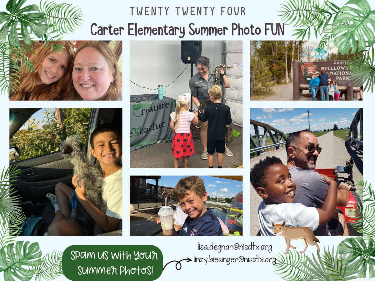 Carter Elementary School (@cartercoyoteses) on Twitter photo Our M.L. Carter Elementary summer fun continues! Email us your summer fun photos to lisa.degnan@nisdtx.org or Linzy.biesinger@nisdtx.org. #cartercoyoteses Our M.L. Carter Elementary summer fun continues! Email us your summer fun photos to lisa.degnan@nisdtx.org or Linzy.biesinger@nisdtx.org. #cartercoyoteses