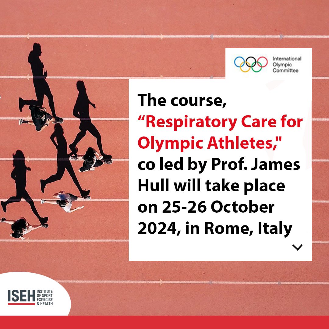 We’re pleased to annouce the first International Olympic Committee (IOC) Course on "Respiratory Care for Olympic Athletes,” led by ISEH’s Prof. James Hull &amp; Prof. Martin Schwellnus, which will take place in Rome, Italy in October. Full details: olympics.com/ioc/medical-re…