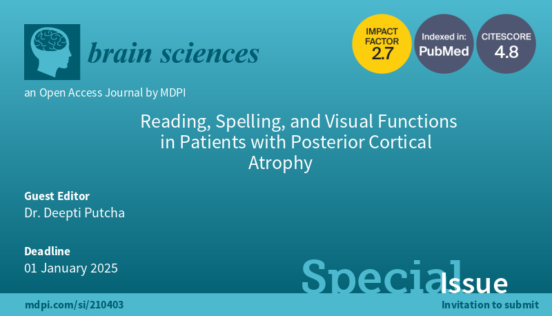 BrainSci_MDPI's tweet photo. #mdpibrainsci New Special Issue Open for Submission! Reading, Spelling, and Visual Functions in Patients with Posterior Cortical Atrophy edited by Dr. Deepti Putcha
https://t.co/ZgsLBM7vL0
@MDPIOpenAccess @MediPharma_MDPI @Scilit_
#neuroscience #brain #AD #AlzheimersDisease https://t.co/M3hJpArVNY