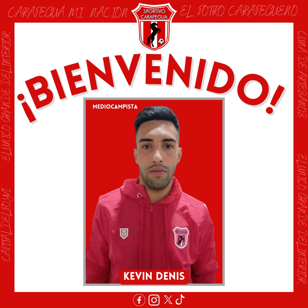 OFICIAL | <a href="/kevin_denis0/">Kevin Denis</a> es nuevo jugador del Potro Carapegueño 🫡🐎⚪️🔴

#vamosportodo🐎⚪️🔴