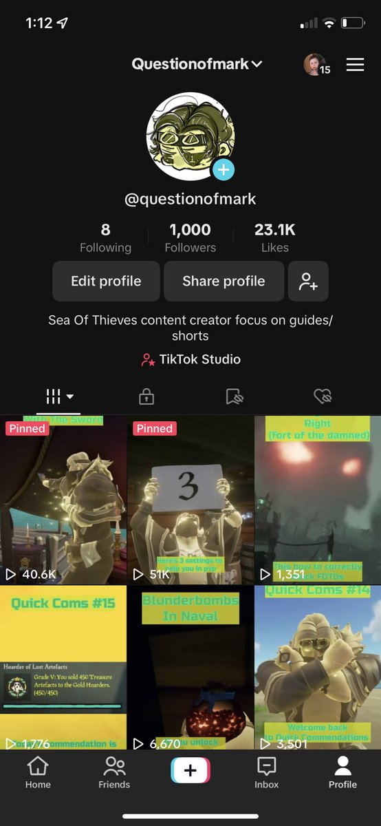 questionmark267's tweet image. Around 2 months on TikTok and holy crap u guys are awsome I’m glad that I’ve had the honour to have 1000 people that enjoy my guides for pve and pvp players new or vets ty peeps sm #SeaOfThieves