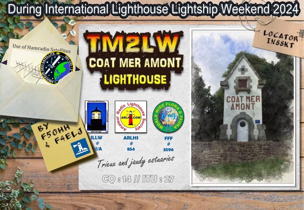 F4ELJ's tweet photo. During the #ILLW International Lighthouse Lightship Weekend 2024, #TM2LW activity from the Coat Mer Amont #lighthouse by @F5Ohh and @F4ELJ. Planned to be on HF frequencies and also on QO-100, RS-44, SO-50 and other satellites #hamradio #hamr https://t.co/cyGK4ZzdJr