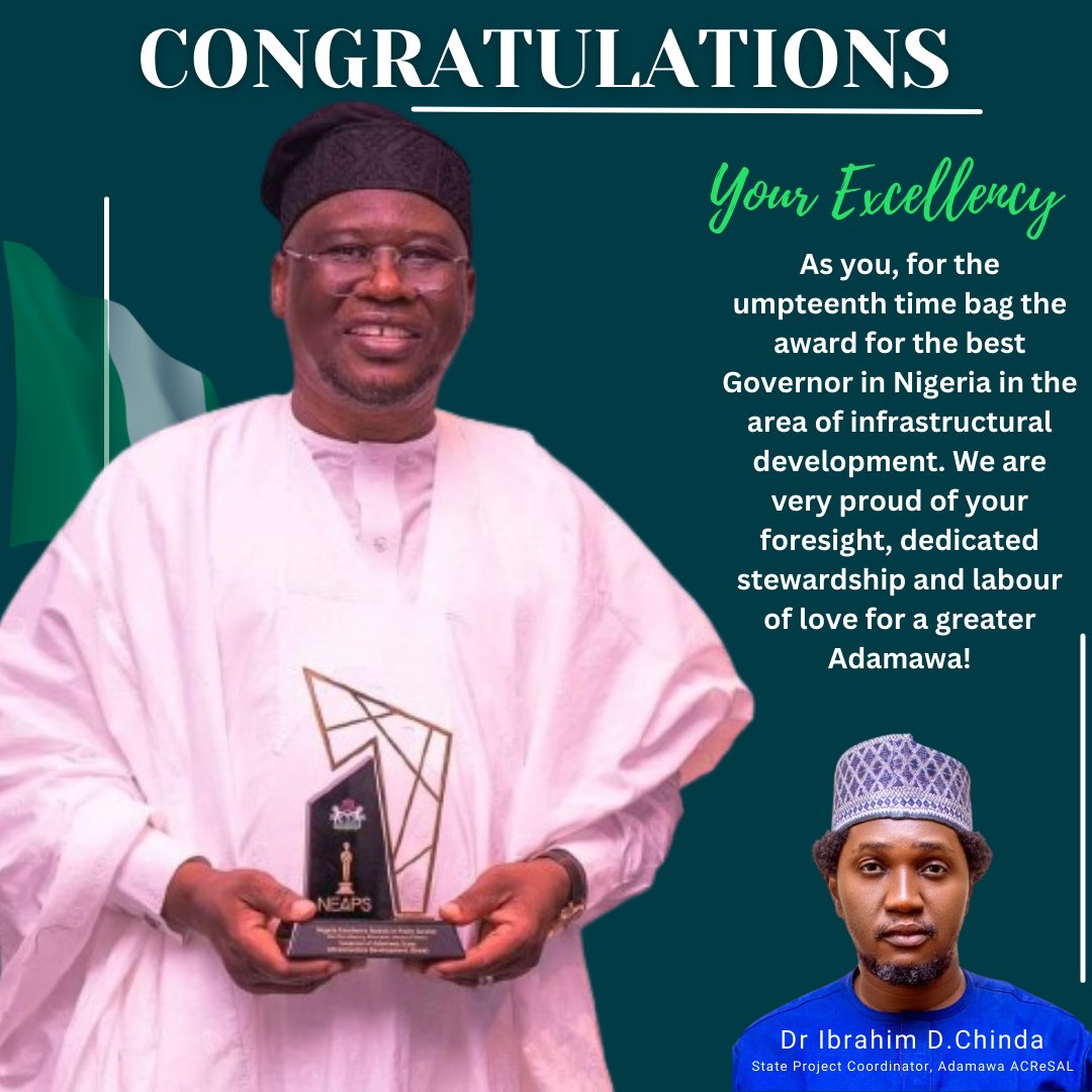 A goldfish has no hiding place! Congratulations to our indefatigable Governor <a href="/GovernorAUF/">Ahmadu Umaru Fintiri</a> for clinching this award for the umpteenth time! Our State Coordinator, <a href="/imdchinda/">ibrahim PhD</a> sure has a worthy model to look up to!