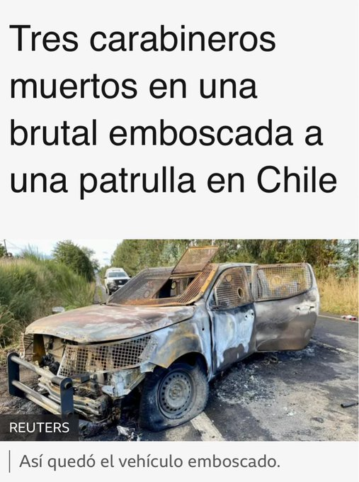 ommm5555's tweet photo. 🔴Solamente paso por acá para recordar q hace 2 meses y medio en Chile asesinaron a 3 carabineros y quemaron sus cuerpos.  

Y no hay un solo detenido. 
Y no tienen idea qué pasó. 
Y ya nadie habla de esto. 
Y Boric sigue paseando por el mundo.

#FueraBoric