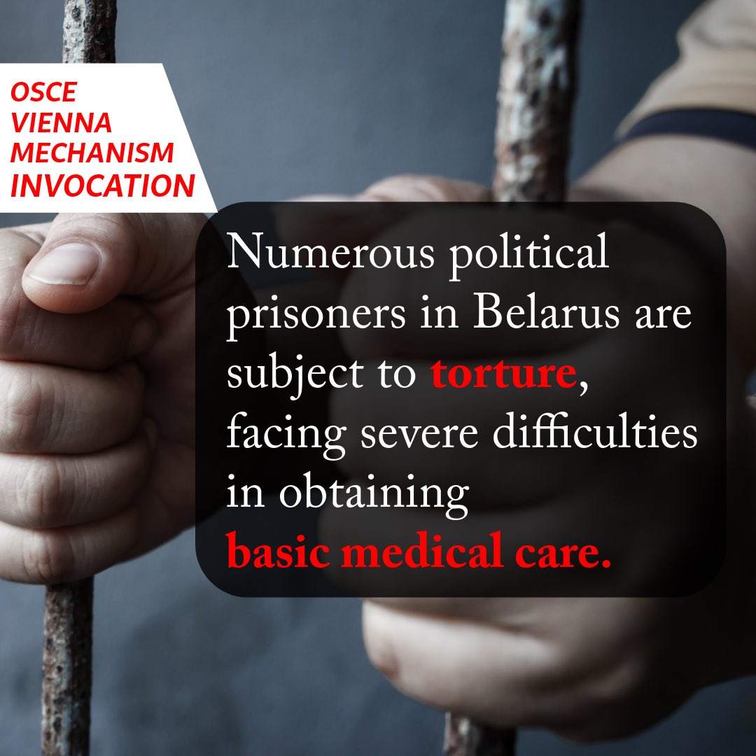 NorwayOSCE's tweet photo. Today, Norway 🇳🇴 alongside 37 pS, invoked the #ViennaMechanism to ask Belarus about the increasing number of political prisoners in the country. Several reports have documented severe violations of their human rights. 

We urge Belarus to uphold their human rights obligations. https://t.co/DBa7trDllT