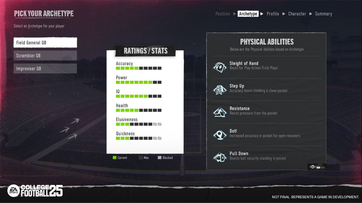 EricRayweather's tweet image. Road To Glory in College Football 25: A Thread

Here's a look at the home screen, the prospect selection screen where you decide to be a 5 Star down to a 2 Star. You also have your are type selection screen, and player creation.