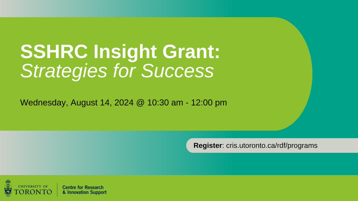 Looking for tips and insights into the SSHRC IG application process? Register for our upcoming Faculty Panel and Q&amp;A to get all your questions answered!   

Date: Aug 14, 10:30am – 12:00pm  
Register: cris.eve.utoronto.ca/home/events/44…