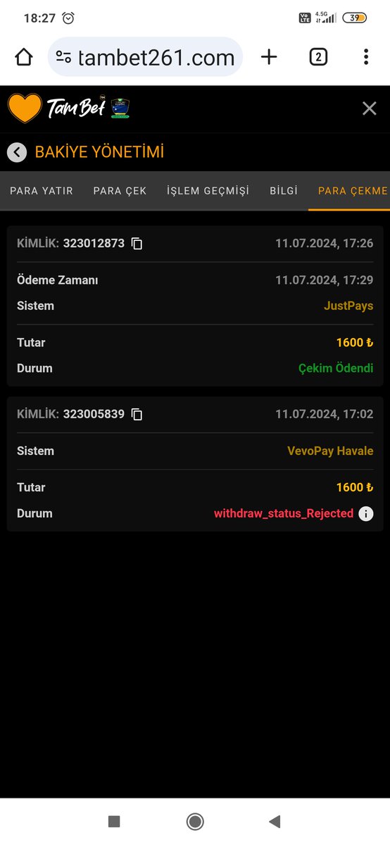 Cekimim geldi teşekkür ederim 
#Tamambet