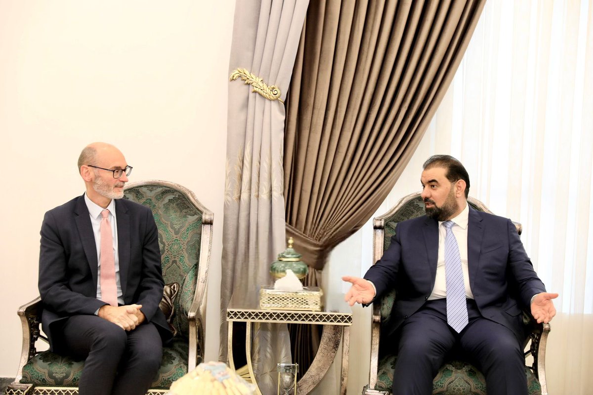 mediaofspeaker's tweet photo. رئيس لجنة النفط والغاز والقيادي في حزب تقدم @HaibetHamad يلتقي السفير البريطاني لدى العراق @SCHitchenFCDO لبحث التطورات السياسية في العراق واستكمال الاستحقاقات الدستورية وأهمية تعزيز العلاقات بين العراق والمملكة المتحدة وحرص العراق على إقامة علاقات متوازنة مع محيطه الإقليمي https://t.co/KjRsp2Ehns