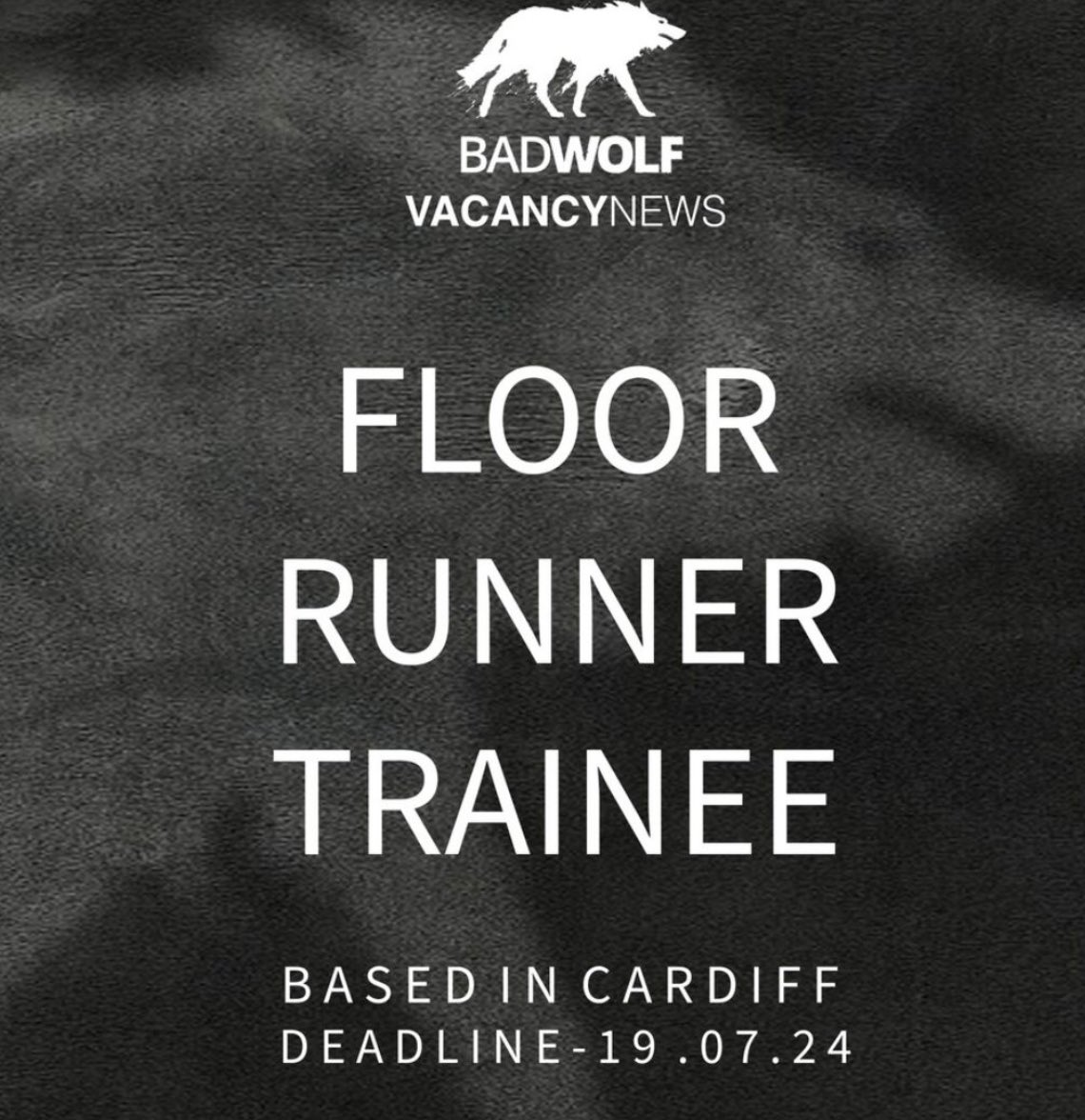 uktvjob's tweet photo. A Bad Wolf Production are currently seeking a variety of trainees!
They are advertising for the following roles:
✨Camera Trainee (X2)
✨Costume Trainee (X2)
✨Edit Assistant Trainee
✨Floor Runner Trainee
✨Make Up Trainee
✨Script Supervisor Trainee
✨VFX On-Set Trainee

Head over to https://t.co/xo0rt8SpAB to apply! Sharing from @ScreenAllianceW