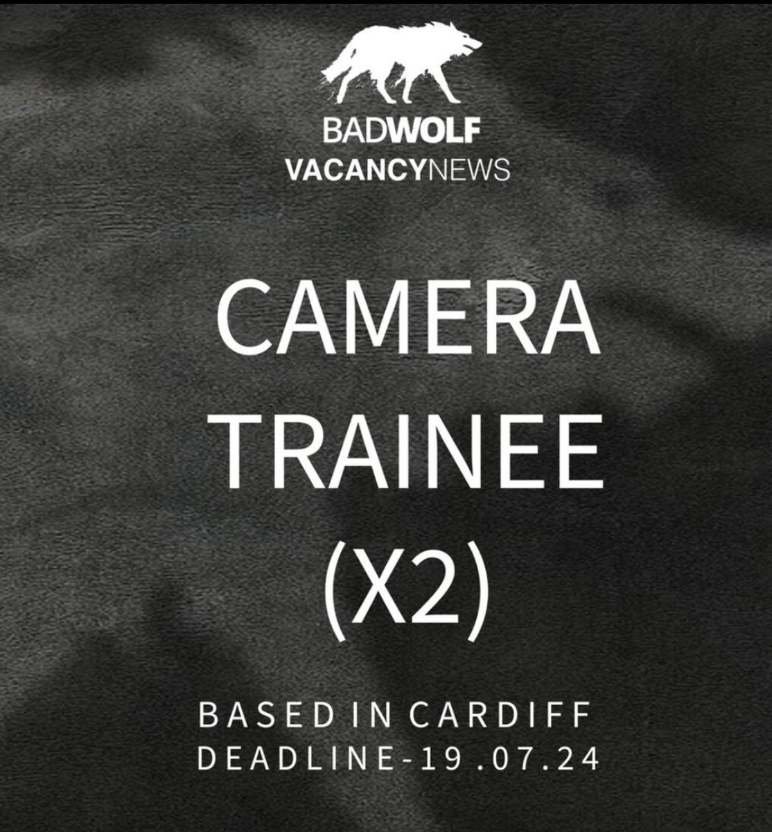 uktvjob's tweet photo. A Bad Wolf Production are currently seeking a variety of trainees!
They are advertising for the following roles:
✨Camera Trainee (X2)
✨Costume Trainee (X2)
✨Edit Assistant Trainee
✨Floor Runner Trainee
✨Make Up Trainee
✨Script Supervisor Trainee
✨VFX On-Set Trainee

Head over to https://t.co/xo0rt8SpAB to apply! Sharing from @ScreenAllianceW