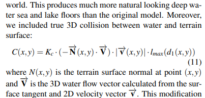 morley_dav's tweet photo. @Balazs_Jako It's actually just a minor question about your paper on Erosion. It's amazing and I've implemented it but I've been unable to figure out the improved C calculation. When it comes to dot(-N, V), what surface tangent is V constructed out of? If it's the tangent of the terrain -- https://t.co/cxw4VAaD5J