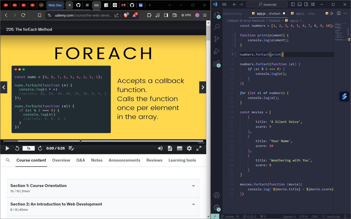 adxtye's tweet photo. 🌟 Web Dev Update! 🌟

Learning JavaScript callbacks and array methods! Covered forEach, map, arrow functions, and implicit return. Loving the efficiency and readability of my code! 🚀💻

#WebDevelopment #JavaScript #Coding #LearningJourney #LearninPublic https://t.co/xfBHOrFYZg
