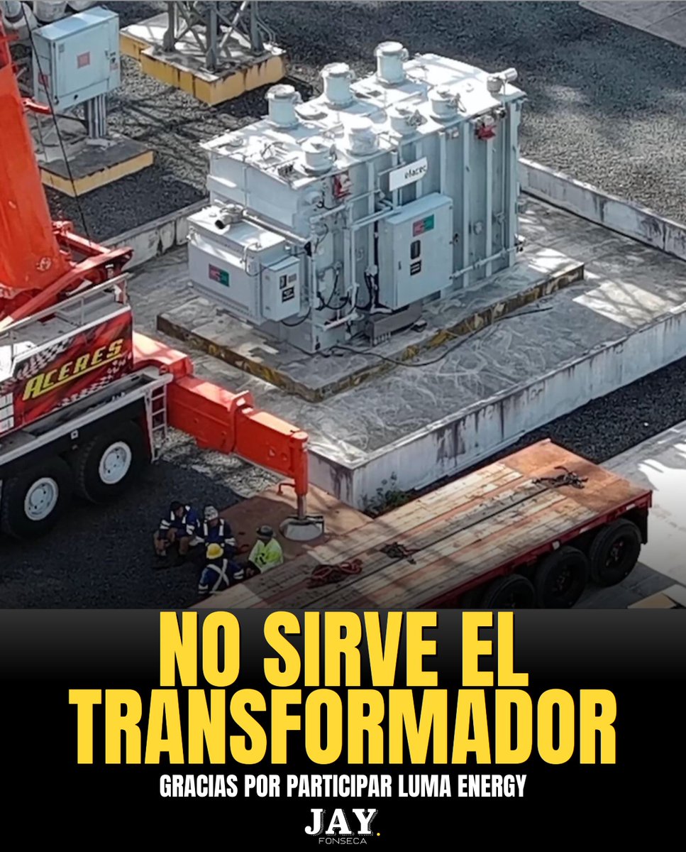 jayfonsecapr's tweet photo. ⚠️🤡LUMA Energy anunció hoy que no sirve el transformador que trasladaron a una subestación de Santa Isabel para energizar a ese pueblo y a Coamo y Aibonito.

🔌El consorcio comunicó que, luego de energizarlo, el equipo presentó una falla por un problema interno en las pruebas de seguridad y confiabilidad.

💰El transformador tenía un costo estimado de casi $2 millones, pero transportarlo costó $4 millones y requirió un operativo que incluyó transportación terrestre y marítima debido al peso del mismo.

🪫LUMA asegura que el servicio de los clientes de esos municipios no se verá afectado y moverán un transformador alterno desde Maunabo.

💥¿Qué opinas sobre este fallo?

Fuente: LUMA Energy

#Luma #Transformador #Apagon