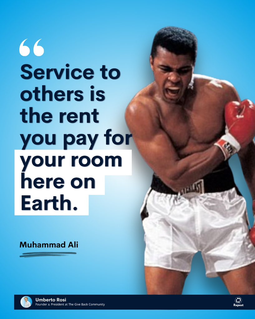 I like how Ali’s quote metaphorically frames usefulness as a duty or obligation. 

Contributing to the welfare of others is presented as a fundamental part of living a meaningful life on Earth.

Live Generously 
Umberto