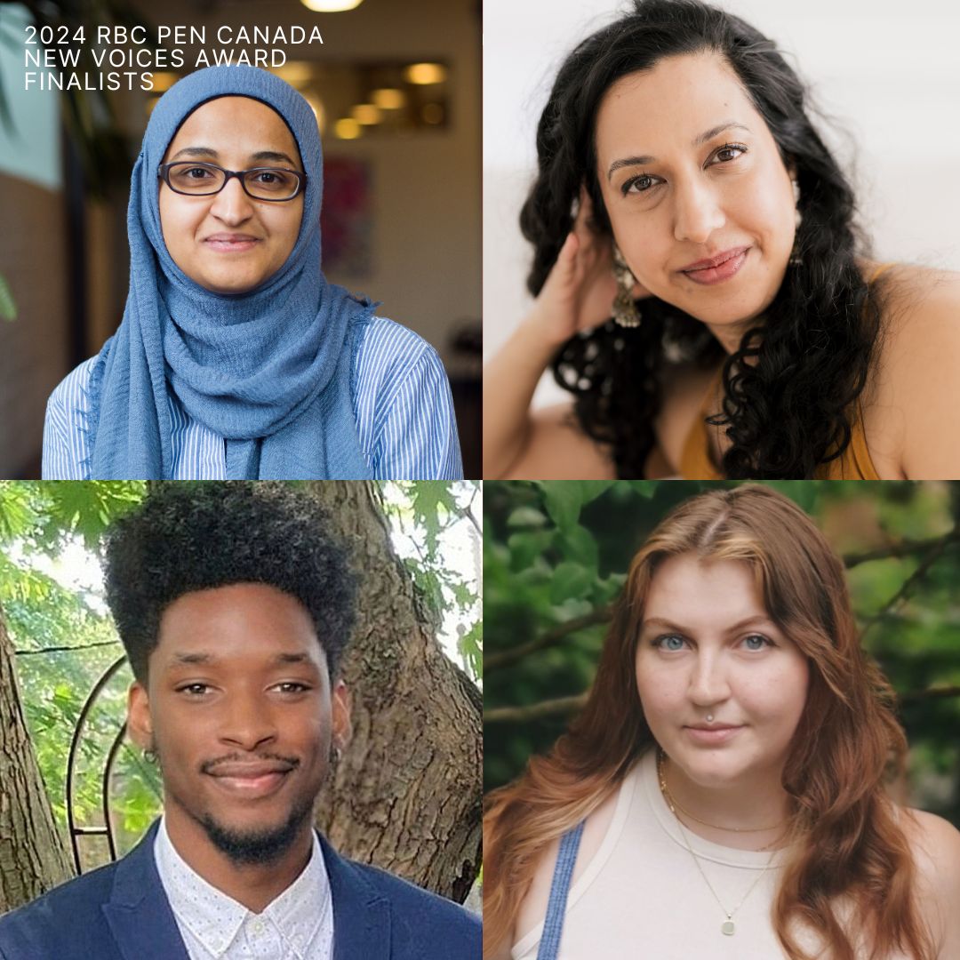 Announcing the finalists of the New Voices Award:

📕 Hajera Khaja (The Rupture)
📒 Monica Nathan (Between Spaces)
📗 Georgio Russell (Saltborne)
📘 Tessa Swackhammer (A Man Called Evergreen)

The finalists, along with @NancyHuggett, were selected from 560 entrants...