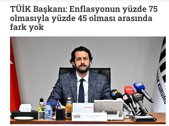 #tuik #enflasyon #emekli 
ÜLKEMİZİN ÖNEMLİ DEĞERLERİNDEN SEVGİLİ TUİK BAŞKANIMIZ AÇIKLAMA YAPMIŞ
TÜİK Başkanı: Enflasyonun yüzde 75 olmasıyla yüzde 45 olması arasında fark yok
 ŞU AŞAĞIDAKİ SOLDAKİ CANLININ DOĞAYA BİR FAYDASI VAR SİZİN DAHA BİR FAYDANIZI GÖREMEDİK