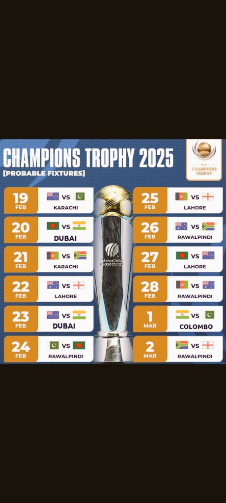 Champions trophy schedule loading?