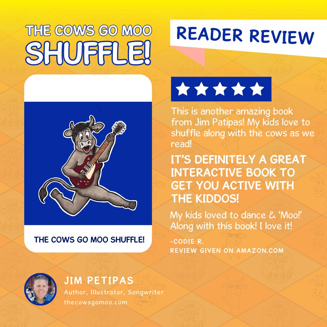 TheCowsGoMoo1's tweet photo. 🌟 Thank you, Codie Rodriguez, for your amazing Amazon #bookreview of The Cows Go Moo Shuffle!

I'm thrilled to hear you and your kiddo are enjoying the series. 🐮🎉

Your support means the world to me! 📚

Kindly tell your kid that #Book 3 will soon be launched. https://t.co/JCwb3sFRAT