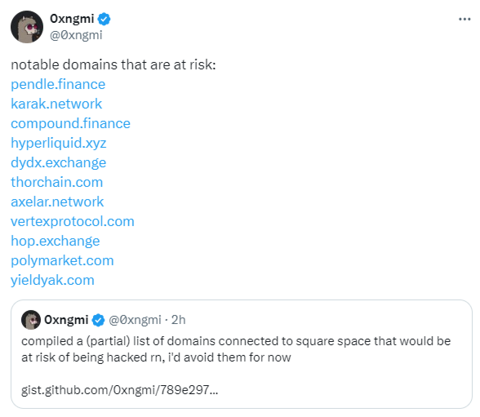 Cointelegraph's tweet photo. 🚨  BREAKING: @CelerNetwork warns of potential DNS hijacking attacks targeting crypto websites. Users are advised to exercise caution as more websites might be at risk.

This comes after a @compoundfinance contributor reported signs of a separate hijacking attempt on its website. https://t.co/tTUPjsraUF