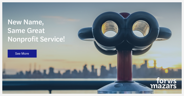 AprilLArnold's tweet photo. With the recent launch of our new global network, @ForvisMazarsUS remains committed to serving our clients in the nonprofit sector. Discover more information here: https://t.co/gslELMJ15M https://t.co/hpedSHiX3M