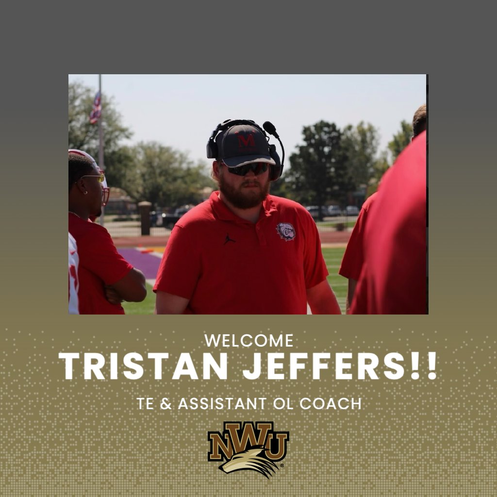 We'd like to introduce our new Assistant Coach Tristan Jeffers!!  Coach Jeffers comes to us from McPherson College where he served as a student assistant and worked with the Offensive Line.  At NWU, he will be coaching TEs and assisting with the OL.  Welcome Coach! #FAITH