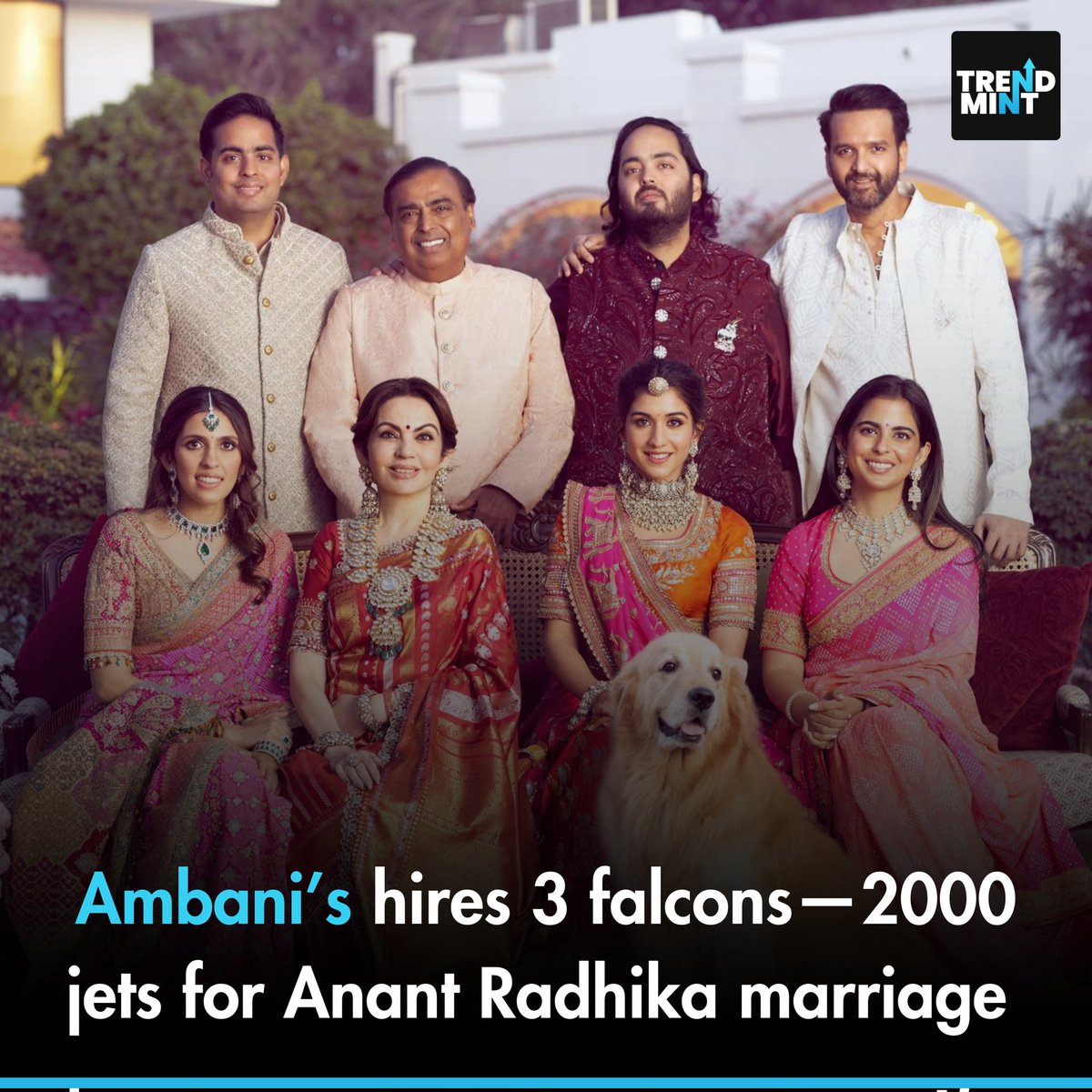 TrendMintMedia's tweet photo. Rajan Mehra, CEO of air charter company Club One Air, said the Ambanis have hired three of his company's Falcon-2000 jets to ferry wedding guests and expect 100 plus private planes to be used for the events.

#trendmint #mukeshambani #anantambani #radhikamerchant https://t.co/Vnm8fxq9Sg