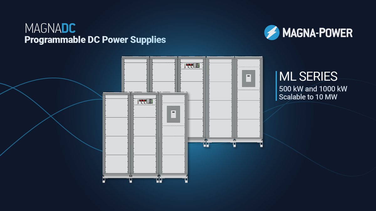 Magna_Power's tweet photo. Magna-Power has released the ML Series, a new range of water-cooled programmable DC power supplies, with models ranging from 500 kW to 1 MW, scalable to 10 MW! 

Learn more: https://t.co/7UPUDQfVBS

#magnapower #magnadc https://t.co/F52hjBYtTB