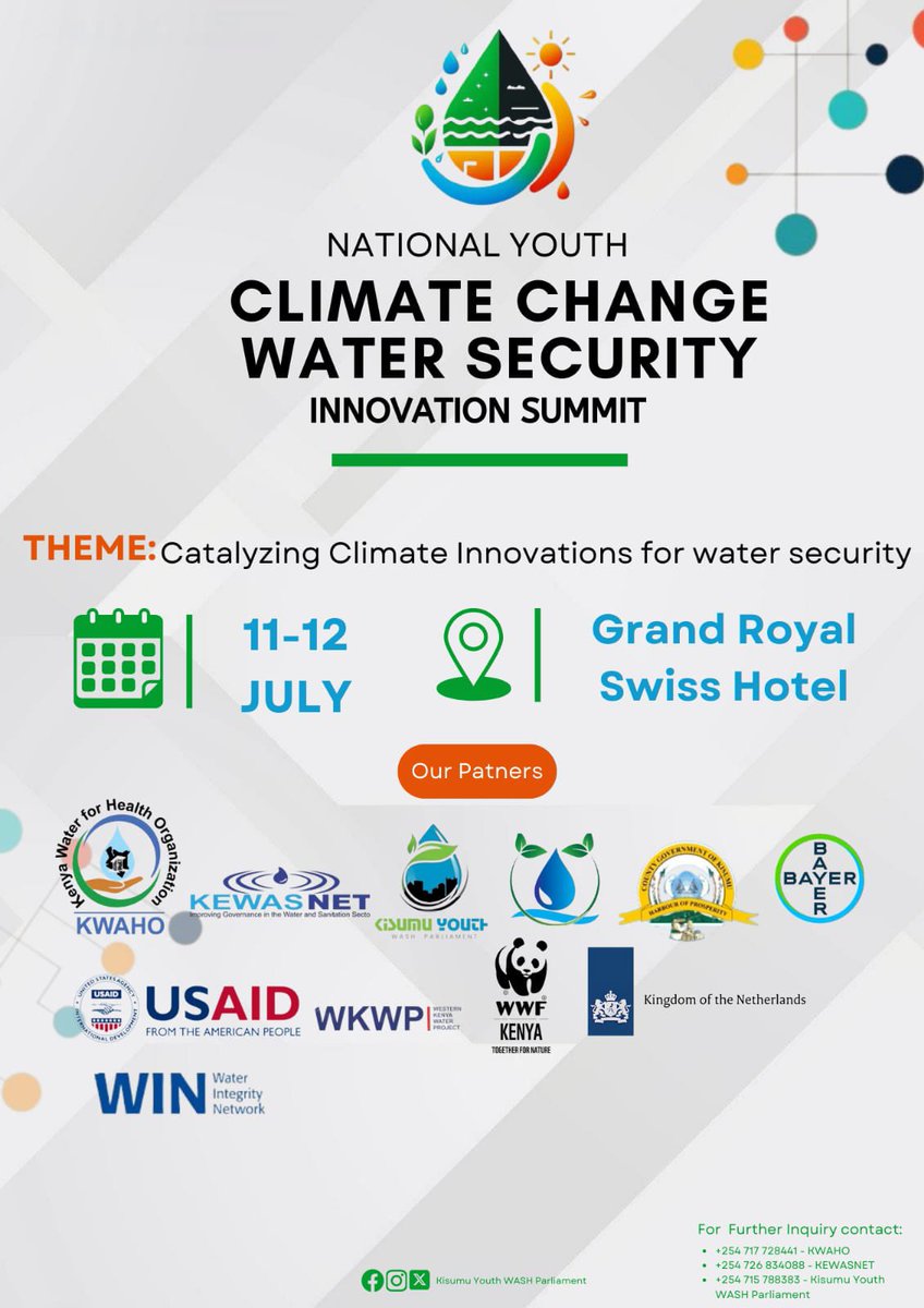 The National Youth Climate Change &amp; Water Security Innovation Summit is an excellent platform for youth to explore innovative ideas that can transform how we manage our water. 

With the effects of climate change,we must ensure we’ll still have fresh &amp; clean water for tomorrow!
