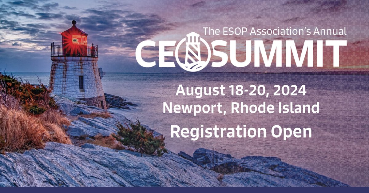 We're less than 6 weeks away from the <a href="/ESOPAssociation/">The ESOP Association</a>'s CEO Summit! Register soon and join us in beautiful Newport, RI for the only national event for ESOP Presidents and CEOs: my.esopassociation.org/s/community-ev…