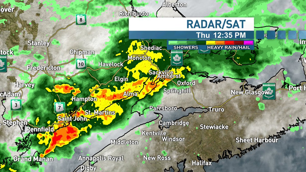 tsimpkin's tweet image. When this line of rain and thunderstorms moved through Fredericton 30-55+ mm fell. ECCC has extended the Severe Thunderstorm Watch into NS. Thunderstorms can produce locally heavier amounts of rain, lightning and gusty winds. #nsstorm #NBstorm