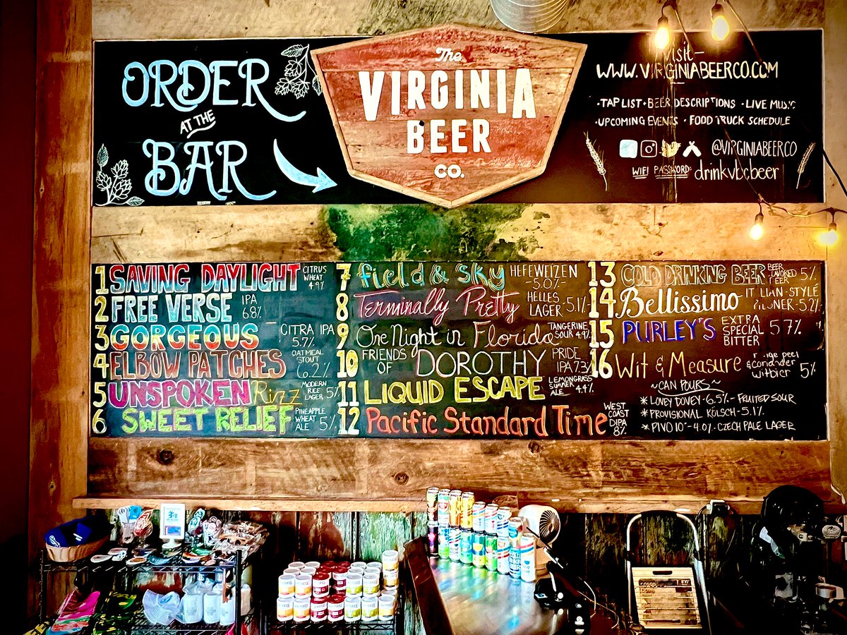 VirginiaBeerCo's tweet photo. Who’s thirsty?
#citruswheat
#hazyipa
#citraipa
#oatmealstout
#ricelager
#pineapplewheat
#hefeweizen
#helleslager
#berlinerweisse
#prideipa
#summerale
#dipa
#beerflavoredbeer
#pilsner
#esb
#witbier
#fruitedsour
#kölsch
#palelager
(we open at 3 pm) https://t.co/BlqnLB3yZj