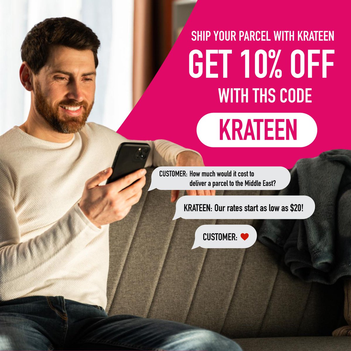 🚀 SHIPPING JUST GOT EASIER! 🚀

Get 10% off your parcel delivery with Krateen using code "KRATEEN". Our rates start as low as $20! 📦💸

#Krateen #ShippingMadeEasy #AffordableShipping #ReliableShipping #igreach #explore #instagramgrowth #instagramhacks #OnlineShopping