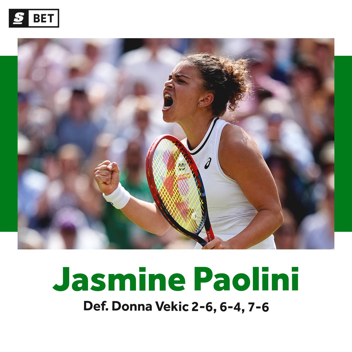 WHAT A MATCH. 😱

Jasmine Paolini gets the win over Donna Vekic and becomes the first Italian woman to reach a Wimbledon final. 🇮🇹