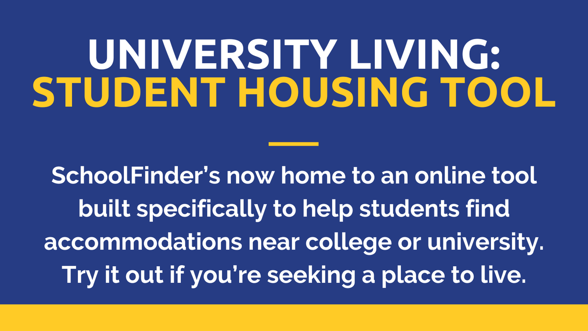 ScholarshipsCA's tweet image. SchoolFinder’s now home to an online tool built specifically to help students find accommodations near college or university. Try it out if you’re seeking a place to live.

schoolfinder.com/Student-Housin…

#housing #studentlife #accommodations #residence #student