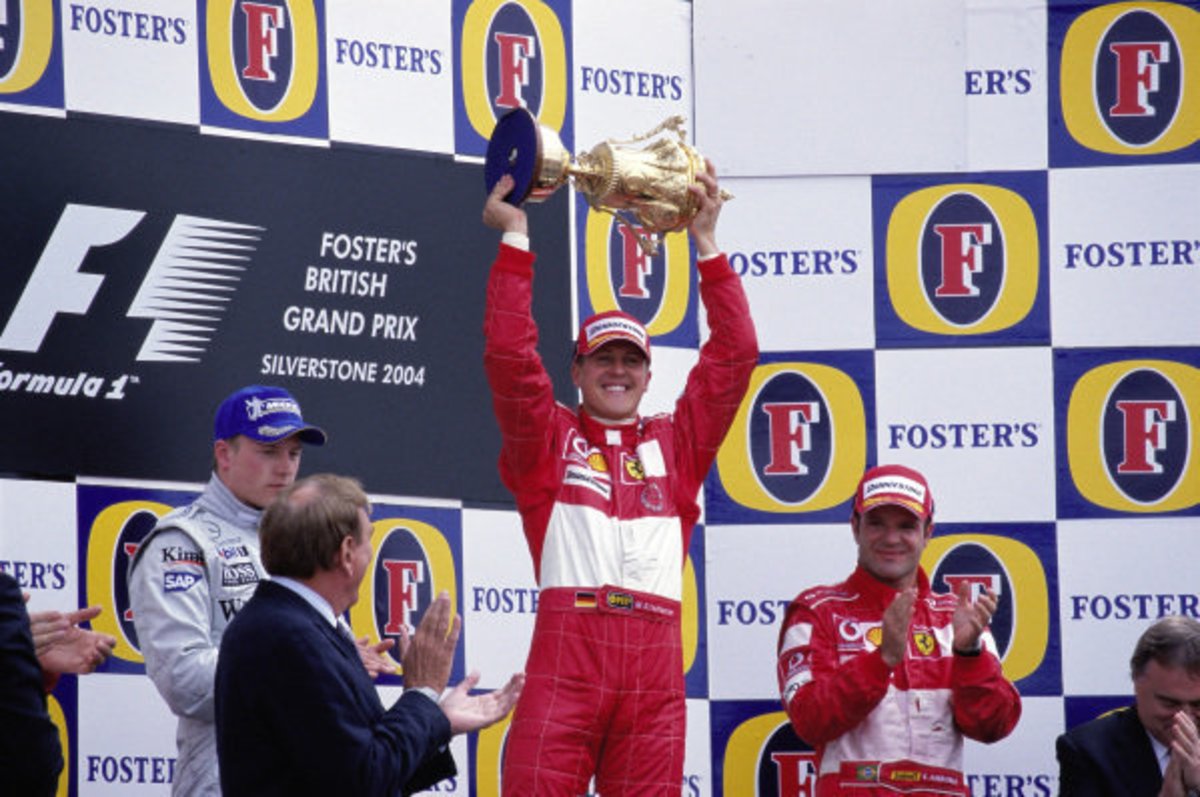 MsportXtra's tweet photo. #F1 #OnThisDay, July 11th 2004, another win for @schumacher and @ScuderiaFerrari at the #BritishGP at @SilverstoneUK . Polesitter Kimi Raikkonen took 2nd for @McLarenF1 and @rubarrichello took 3rd for Ferrari. https://t.co/zKDjdbxKWZ #MsportXtra @UnracedF1 #JohnBoy https://t.co/3VsurQyHJm