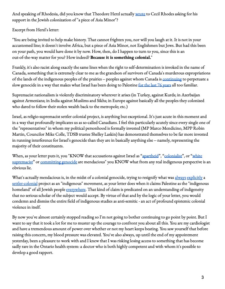 ELDV4Palestine's tweet photo. One of our members was dropped by their cardiologist in response to asking them about their @UofT colleague Thea Weisdorf's actions. 

The member shared the letter they sent in response, which has not received a reply in over a month. 

PDF: https://t.co/HYZkZo2k0R https://t.co/G6PwJYL1C0