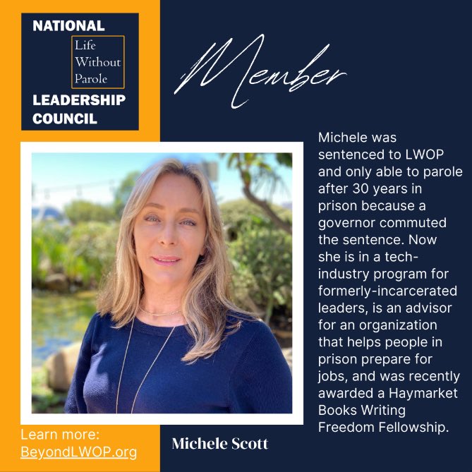 Allow me to introduce <a href="/MicheleInvictus/">Michele Scott</a>, a colleague and tireless advocate working to end life without parole. See more of our work at <a href="/BeyondLWOP/">National LWOP Leadership Council</a> .