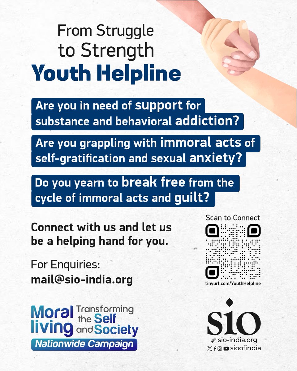 sioindia's tweet photo. From Struggle to Strength - Youth Helpline

👉🏽 Connect with us and let us be a helping hand for you: https://t.co/ArQSIqyIb8

📩 For Enquiries:
mail@sio-india.org https://t.co/EwQVfBQu9K
