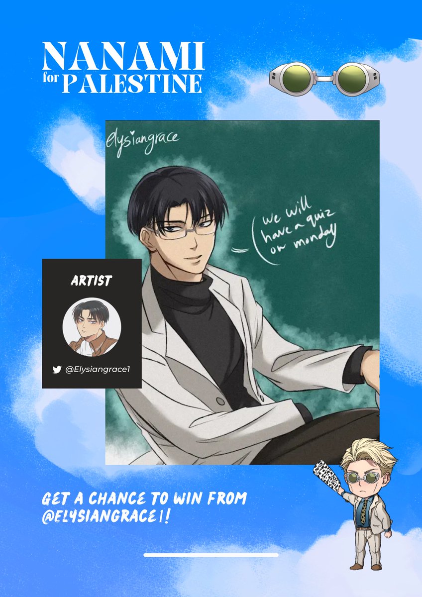 Nanami4Plstn's tweet image. 🌟🍉 CREATOR SPOTLIGHT

Let's give grace to @elysiangrace1! Mikaela is a Palestinian artist who makes OCs for JJK and AOT.

You'll get a chance to snag art from Mikaela when you join #NanamiforPalestine🍉