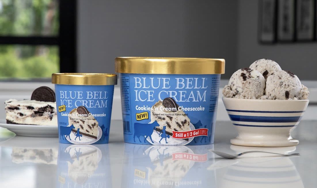 DallasTexasTV's tweet photo. Blue Bell announces their newest ice cream flavor, Cookies ’n Cream Cheesecake https://t.co/NrtzW79Smv