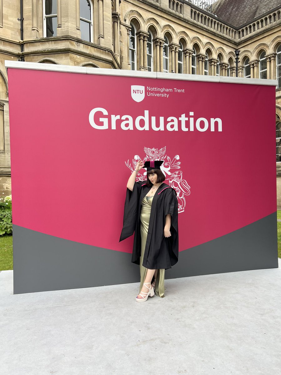 RachelleRubyF's tweet photo. WHAT A DAY! Thank you to all who have helped me along my university career. And thank you to @NottmTrentUni for being amazing and so so supportive. Wouldn’t have achieved a First Class Honours and an award without my awesome tutors! That’s a wrap 💕 #ProudtobeNTU #NTUalumni #grad https://t.co/16xmfI6s5R