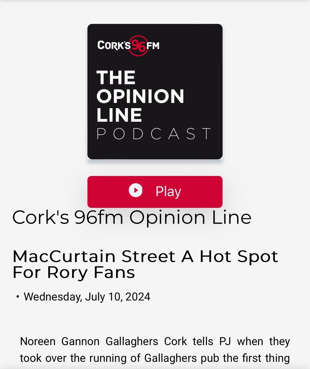 Gallaghers Cork (@gallagherscork) on Twitter photo #GetTheGuitarToCork listen back to Noreen speaking with <a href="/pjcoogan/">PJ Coogan</a> on <a href="/Corks96FM/">Cork's 96FM</a> about Rory Gallagher’s iconic Strat guitar and how it should belong to the people of Cork 🎸🔴♥️
Follow the link below to listen back ♥️ 
x.com/opinionline96/… #GetTheGuitarToCork listen back to Noreen speaking with <a href="/pjcoogan/">PJ Coogan</a> on <a href="/Corks96FM/">Cork's 96FM</a> about Rory Gallagher’s iconic Strat guitar and how it should belong to the people of Cork 🎸🔴♥️
Follow the link below to listen back ♥️ 
x.com/opinionline96/…