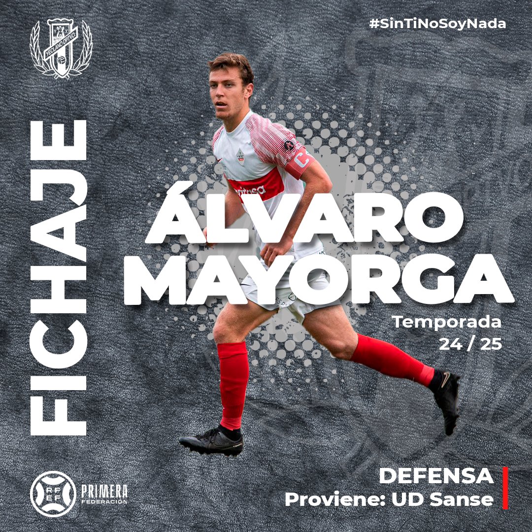 📣 #OFICIAL | 🔵🔴

🆕️👤 El noveno fichaje es Á𝗹𝘃𝗮𝗿𝗼 𝗠𝗮𝘆𝗼𝗿𝗴𝗮 con concentración y buena salida de balón en la zona defensiva 🛡💪

🤗 ¡Bienvenido a Yecla, <a href="/a_mayorga99/">@mayorga1999</a>! 🏘

📊 25 años
➡️ UD Sanse.
📍 Madrid.

#PrimeraRFEF ⚽️
#GraciasAfición 🙌
#SinTiNoSoyNada 💙❤️