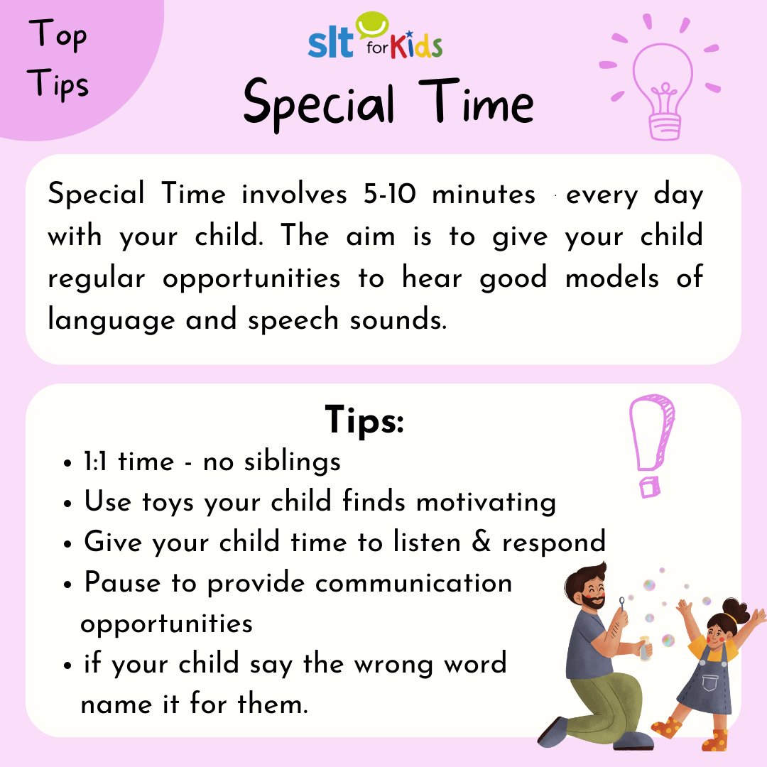You wouldn't BELIEVE the difference that special time can have on your child's communication skills.

It almost seems too good to be true but trust us, it works 😍
.
.
.
#SLTForKids #parent #communication #interaction